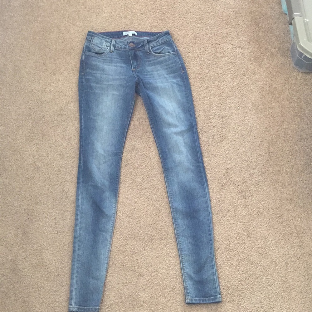 Blue denim skinny jeans